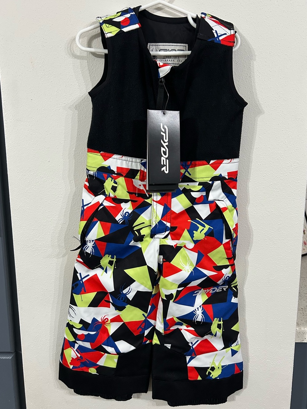 Spyder Multi-Color Geometric Kids Ski Bib Overalls